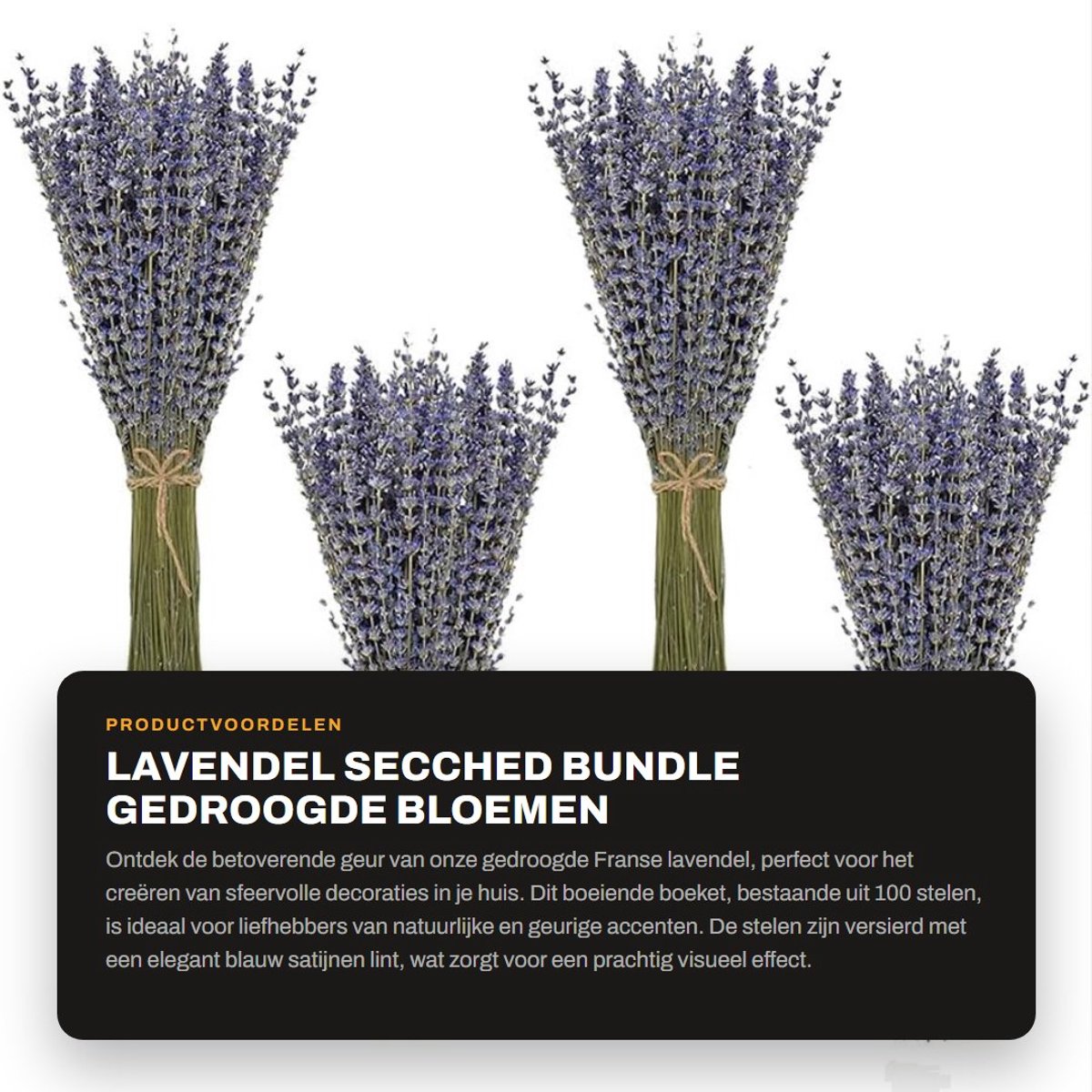 Dailygoods- Lavendelboeket 100 stelen - Gedroogde Bloemen - Franse Lavendel - Decoratie - 