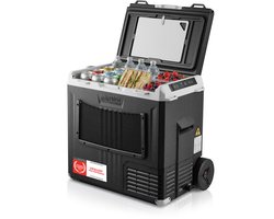 TZS First Austria Compressor Koelbox - 50L - Koelt tot -20°C - AC/DC 12V 24V 230V - App-bediening & Trolleyfunctie - 3-Traps Accubeveiliging