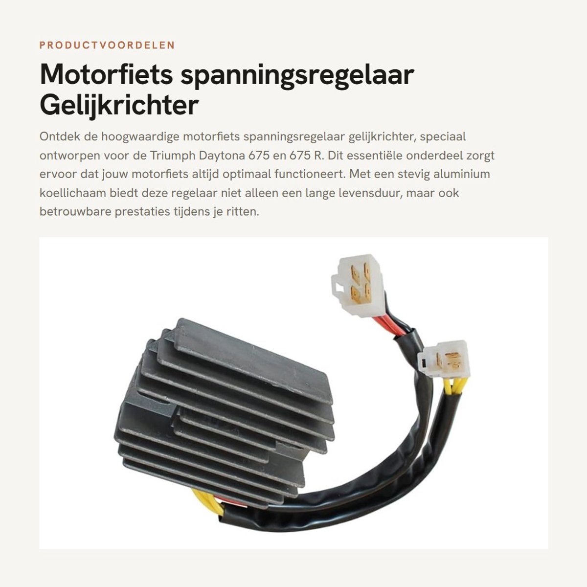 Dailygoods - Motorfiets spanningsregelaar - Gelijkrichter - Aluminium koellichaam - Geschikt voor Triumph Daytona 675 - Onderdeelnummer T1300560/T1300535