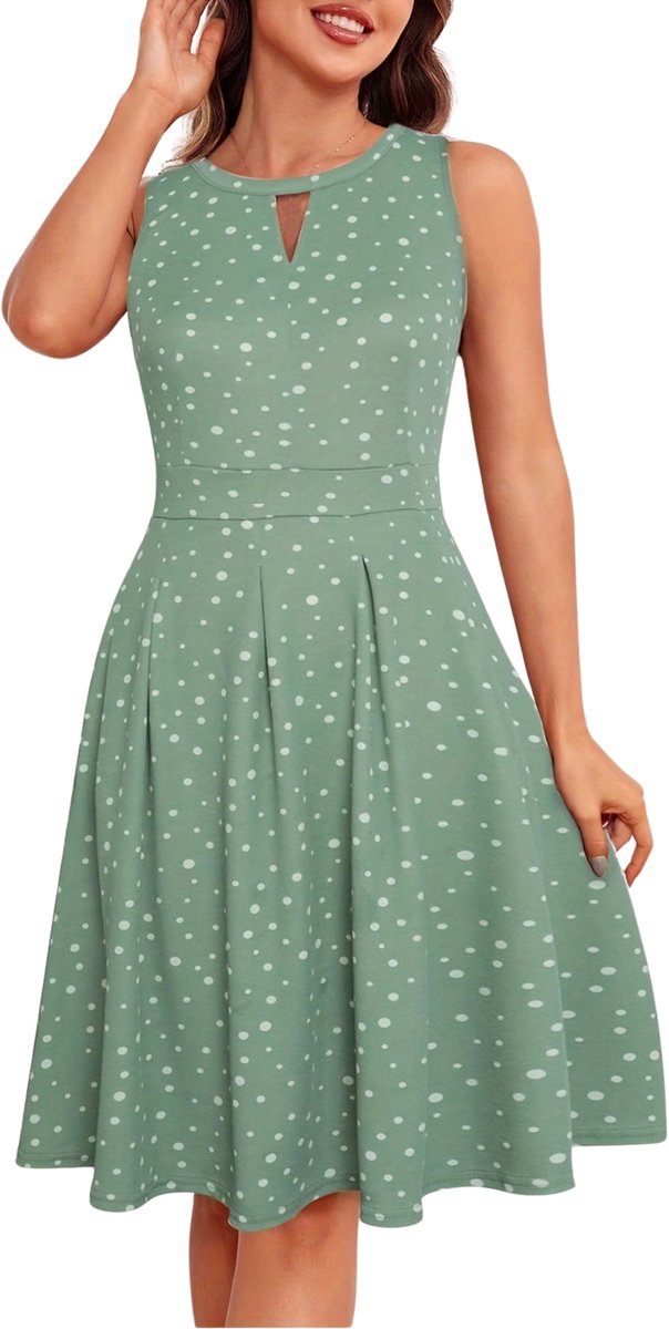 Currero Zomerjurk Dames Zomerjurken Volwassenen Vrouwen Midi Jurk Ibiza Stijl Sundress Dress Lichtgroen XXL