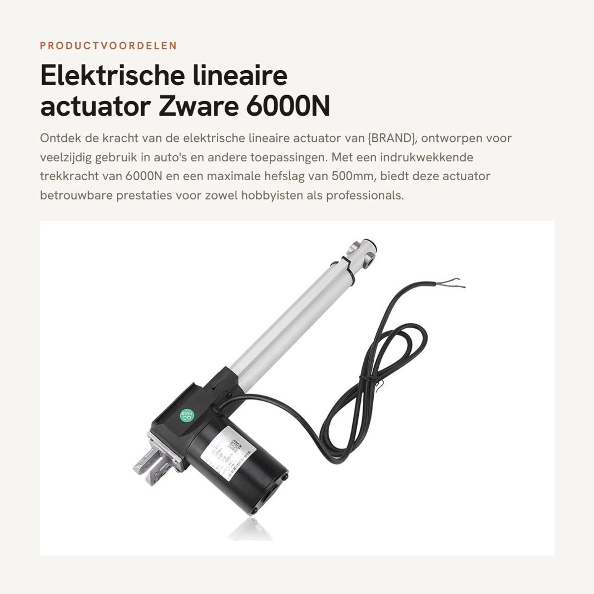 Dailygoods - Elektrische lineaire actuator - Zware 6000N - Maximale hefslag 500mm - Voor auto - DC 12V motor - Ideaal voor automatisering