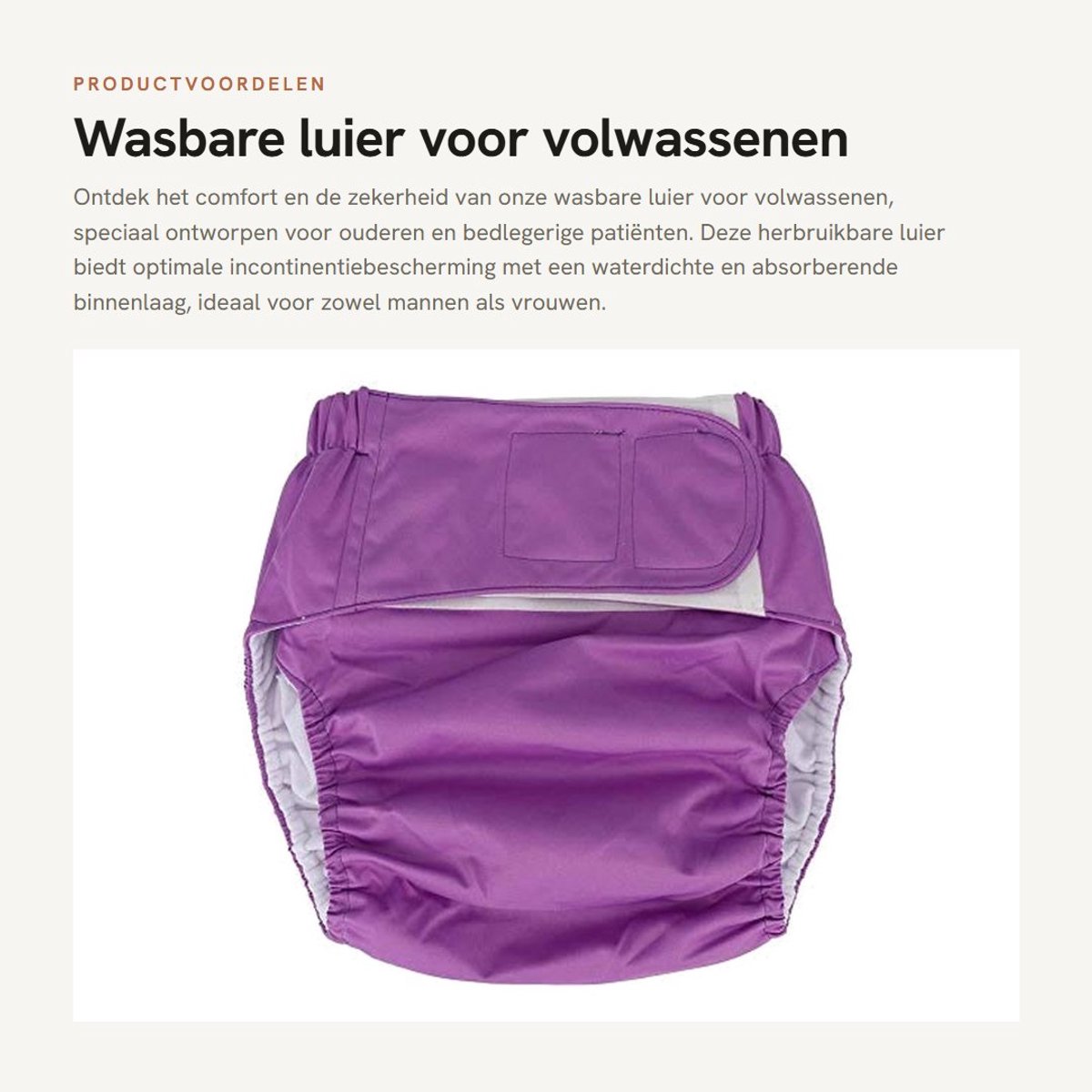 Dailygoods- Wasbare Luier Waterdicht - Incontinentie Luier Volwassenen - Herbruikbaar Ondergoed - Absorberend - Taille 50-126,7 cm - Haak en Lus Bevestiging - Incontinentieluier