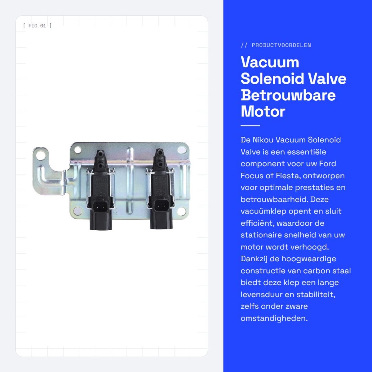 Dailygoods- Vacuumklep Stabiele Prestaties - Solenoid Klep - Auto Airconditioning - F0RD FIESTA V - 100% Nieuw - Roestvrij Staal - Solenoïde
