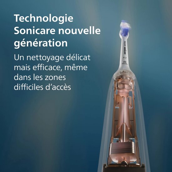 Nieuwe generatie Sonicare technologie voor delicate, effectieve reiniging, zelfs op moeilijk bereikbare plekken.