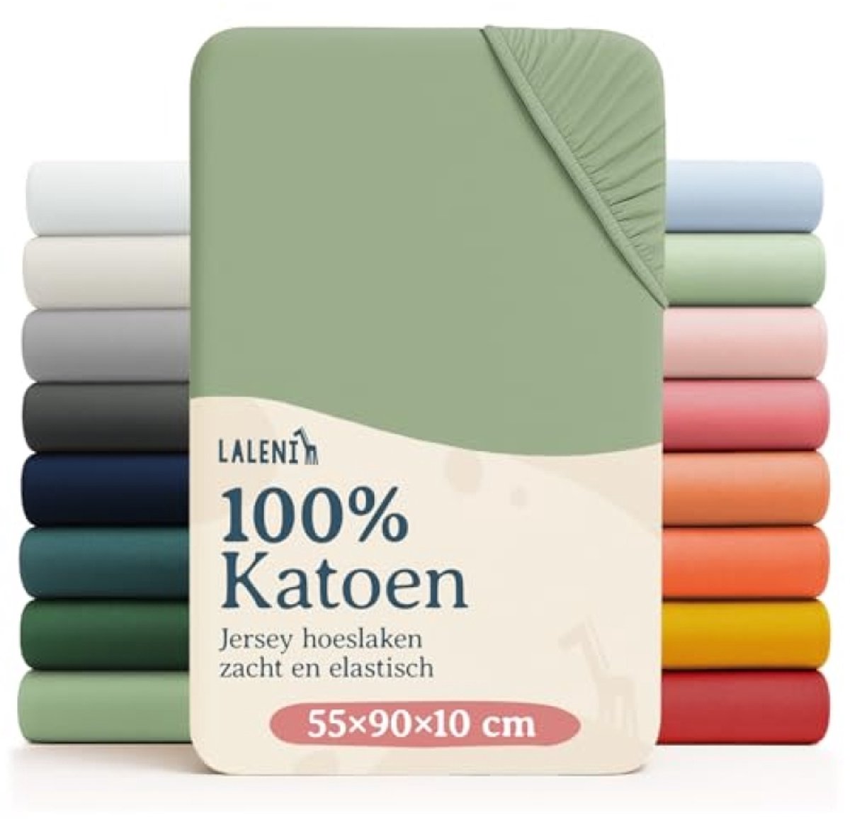 Nazik Living Jersey Hoeslaken 55x90 cm - 100% Katoen - Oeko-Tex - 2-pack - Groen - Voor Babybed, Ledikant en Wieg