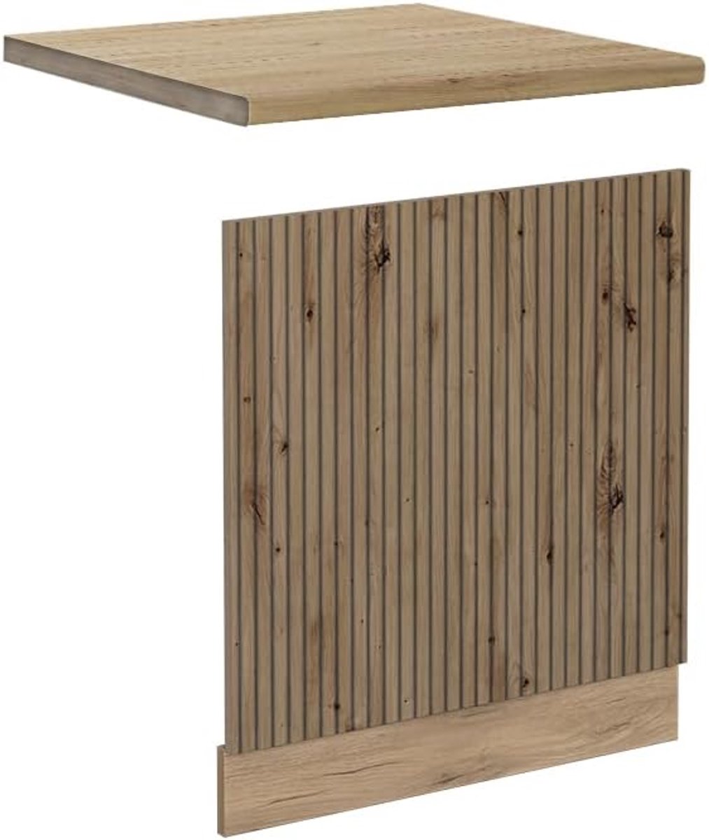 Vaatwasser paneel - Keukenfront - Keuken opknappen - Met werkblad - 45 cm breed - Ambachtelijk eiken