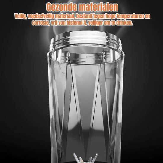 Ploutus® Blender To Go - Oplaadbare Shake Blender - Mini Blender Draadloos - Zwart - 10cm x 10cm x 30cm van Ploutos — afbeelding 3