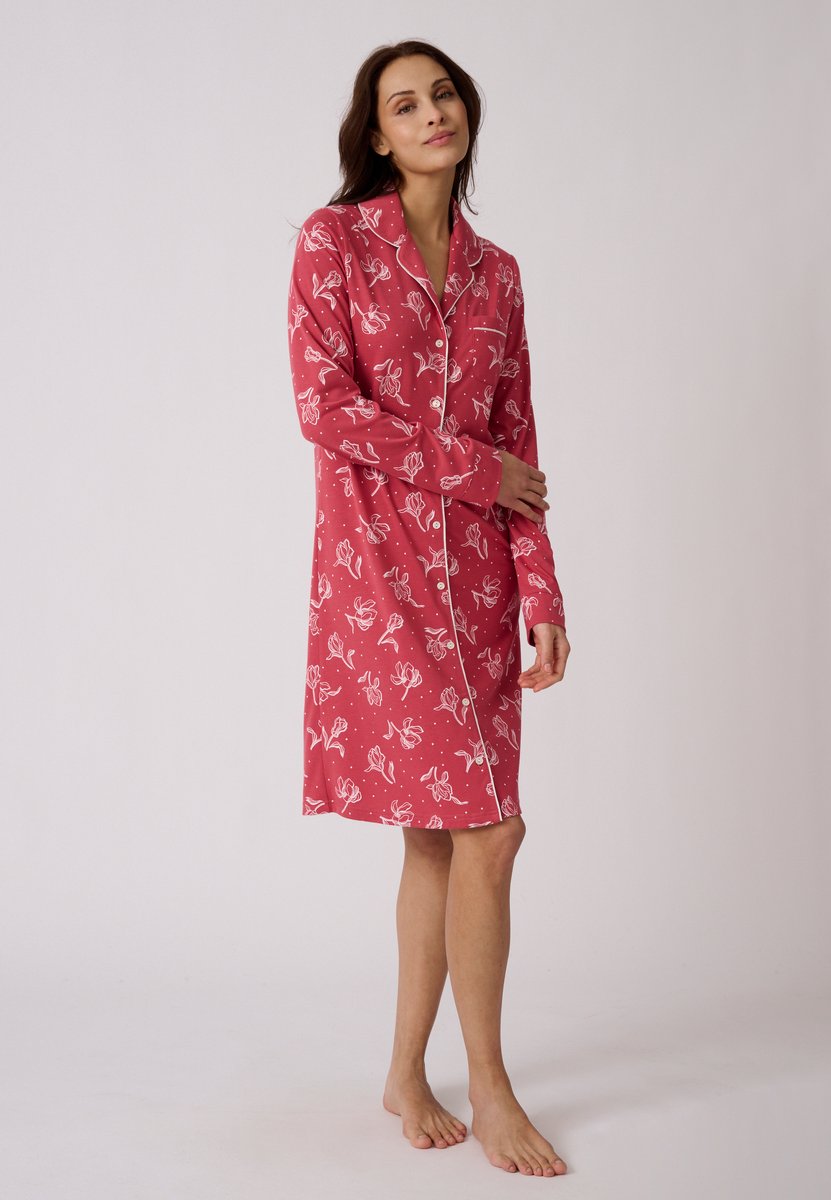 Damart Thermolactyl nachthemd met knoopsluiting - Dames - Roze - 46-48 (L)