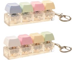 Keyboard Fidget, Clicker Fidget Toy for Stress Relief, Office Desk Accessory with Clicky Keyboard Fidget, Two-Piece Set in Macaron and Morandi Colors, Keychain Decor