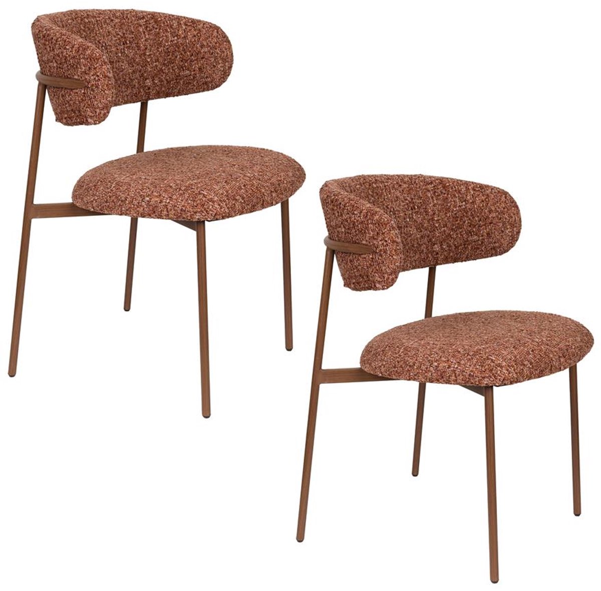 Eetkamerstoel Claes SET 2 stoelen stof terra met bruine poten