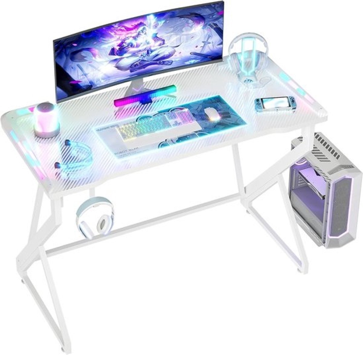 Gaming Bureau met LED Verlichting en Koolstofvezel Design - 100x50 cm