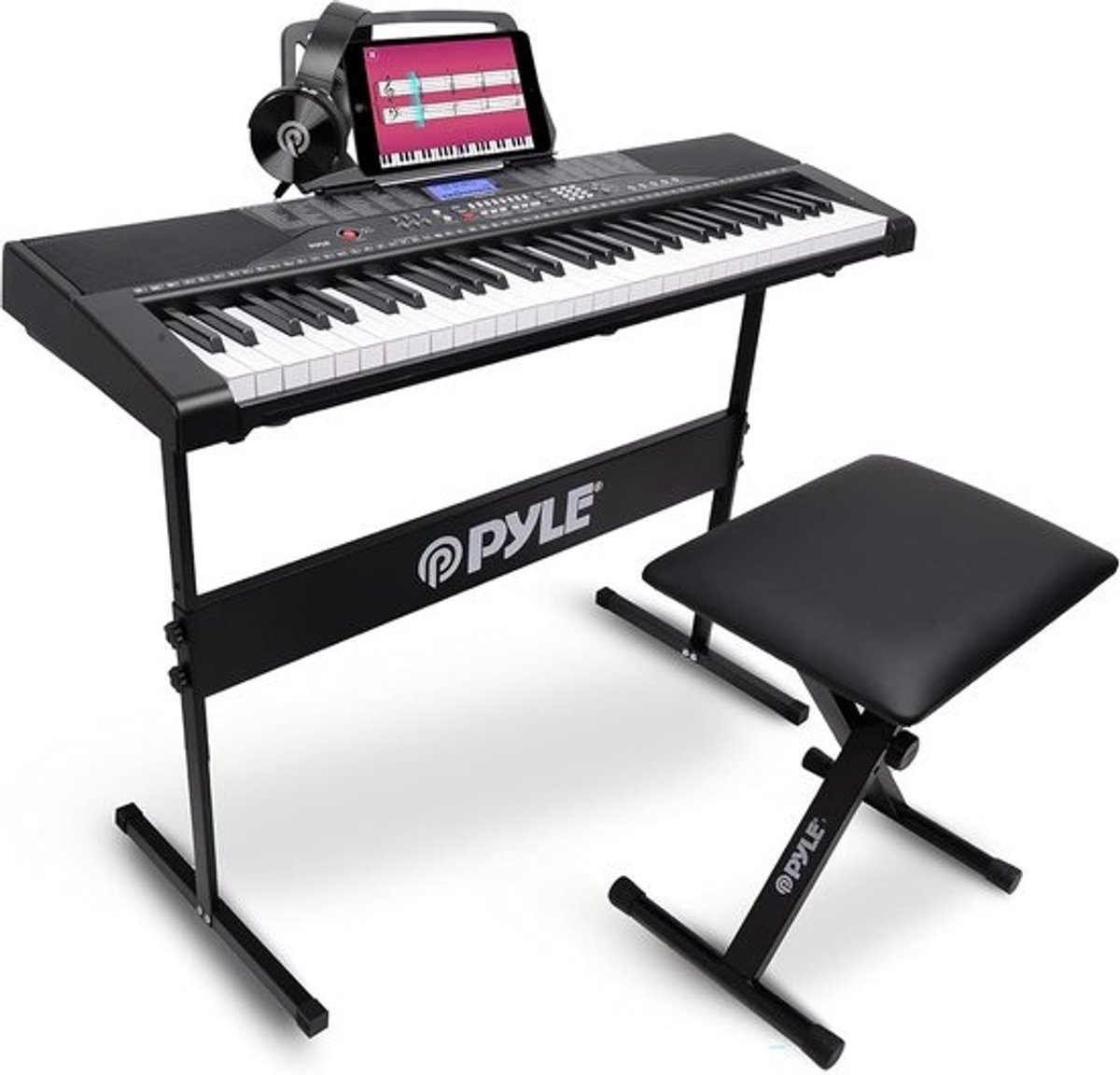 Digitale Piano met 61 Toetsen - Bluetooth Verbonden Keyboard voor Beginners - Inclusief Standaard en Hoofdtelefoon