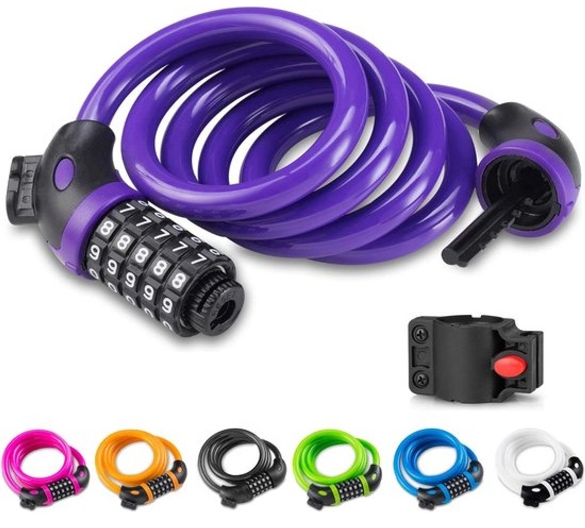 Fietsslot met 5-cijferige code - Lichtgewicht en Veilig - 1,2 m lang Kabel voor Fiets en Mountainbike