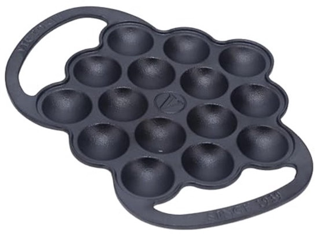 VICTORIA Cast iron Poffertjes Dutch pancake pan with loop handles, pre-stretched with linseed oil, made in Colombia