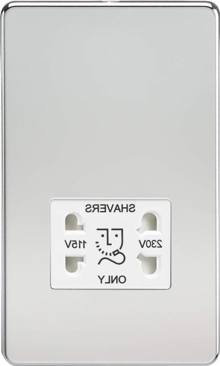 Scheerapparaat Socket - Scheerstopcontact Dual Voltage - Badkamer Installatie - Schroefloos Laag Profiel - 147.5 mm x 87.8 mm