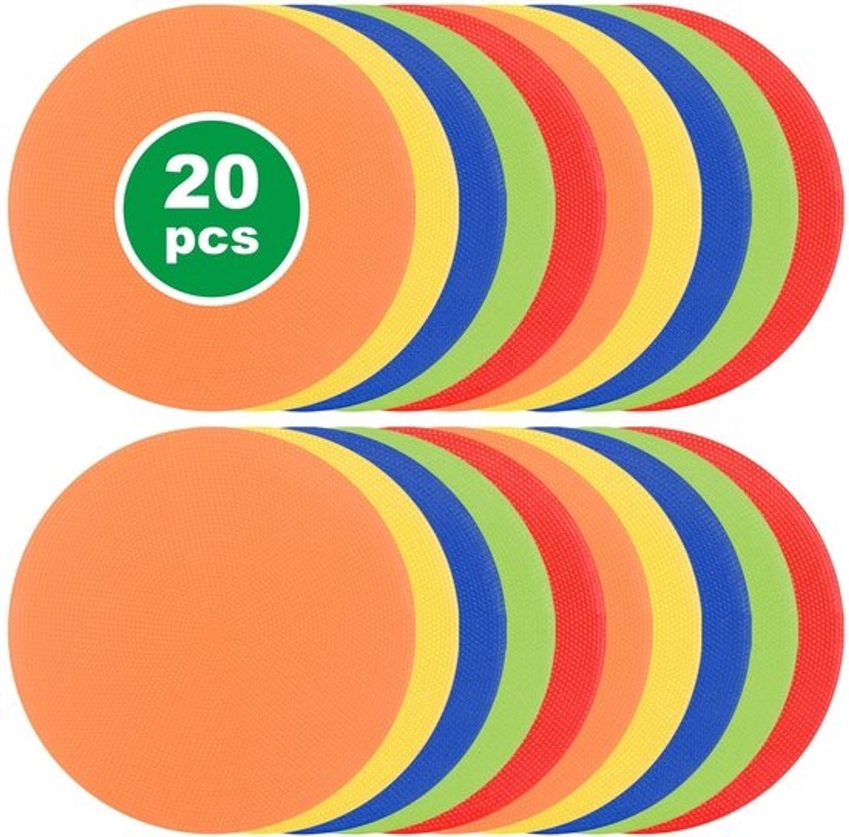 Dailygoods- Markering Discs 20 Stuks - 23 cm Antislip - Vijf Kleuren