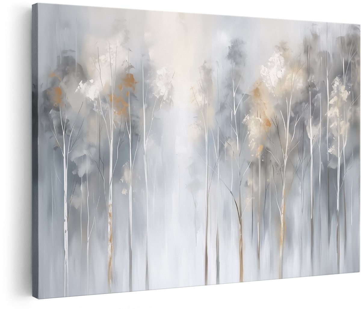 Artaza Canvas Schilderij Abstract Kunstwerk van Bomen - 150x100 cm - Groot - Wanddecoratie Woonkamer - Schilderijen - Muurdecoratie