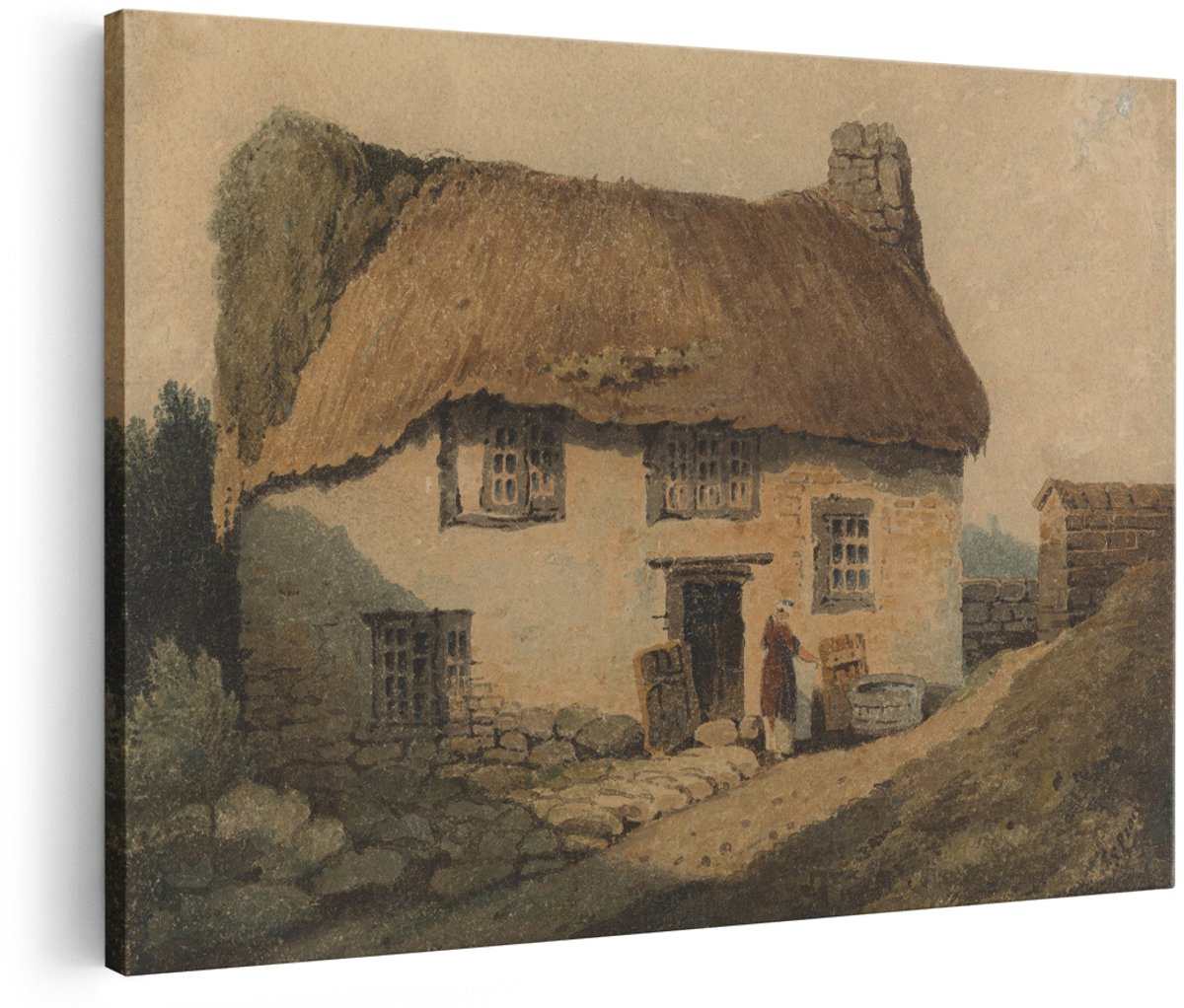 Artaza Canvas Schilderij Landelijk Cottage - 150x100 cm - Groot - Wanddecoratie Landelijk - Muurdecoratie Vintage Landschap - Schilderijen Op Canvas Natuur