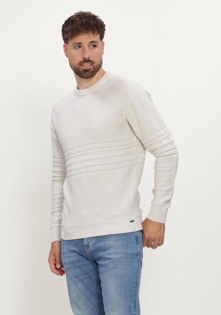 Gentiluomo Round Neck Ls Truien & Vesten Heren - Sweater - Hoodie - Vest- Ecru - Maat M