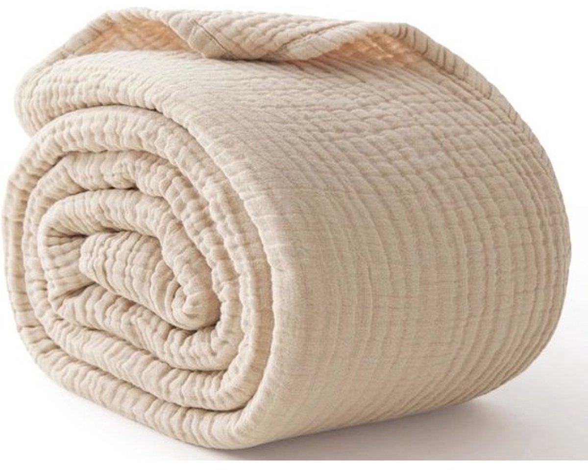 Large 100% Cotton Muslin Blanket 50 x 69 Inches - Breathable and Lightweight All-Season Sofa Duvet Bedspread