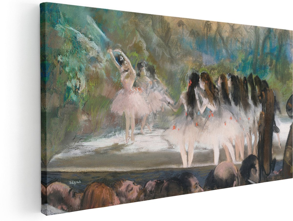 Artaza Canvas Schilderij Danseres Degas - 140x70 cm - Groot - Wanddecoratie Ballet Podium - Muurdecoratie Pastel Schilderij - Kamer Accessoires