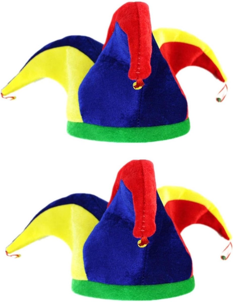 Kleurrijke Jester Hoed met Bel - 2 Stuks voor Halloween, Circus Feest en Clown Kostuum Accessoires