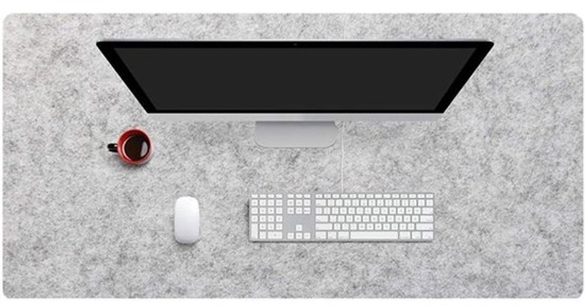 Gaming Muismat - Bureau Onderlegger Schrijfmat - Kantoor Thuis Gamen - Antislip Vilten Basis - 60x50cm - Lichtgrijs