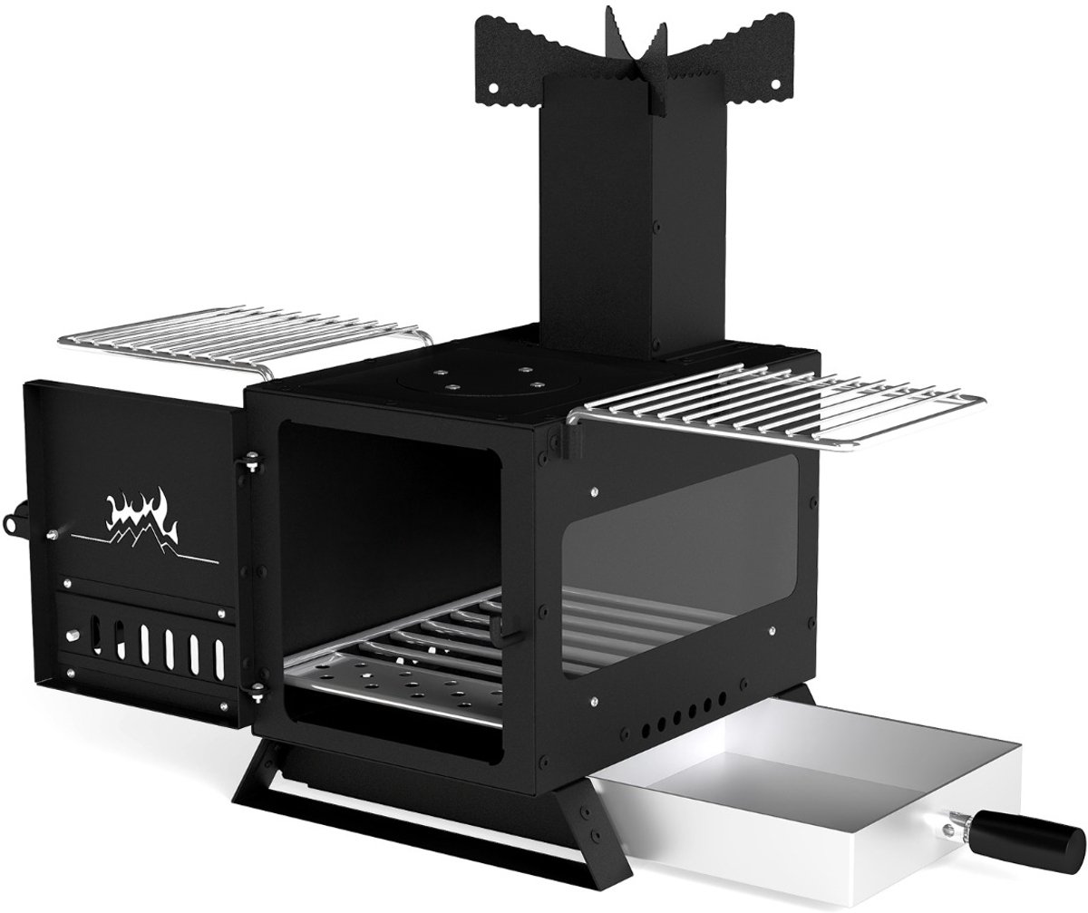 SureDeal® - Barbecue - Tuinoven - Koken Campingoven - Potsteun - Ovenpan - Grillroosters Houtoven - Kijkvenster - 54x36x44 cm - Zilver