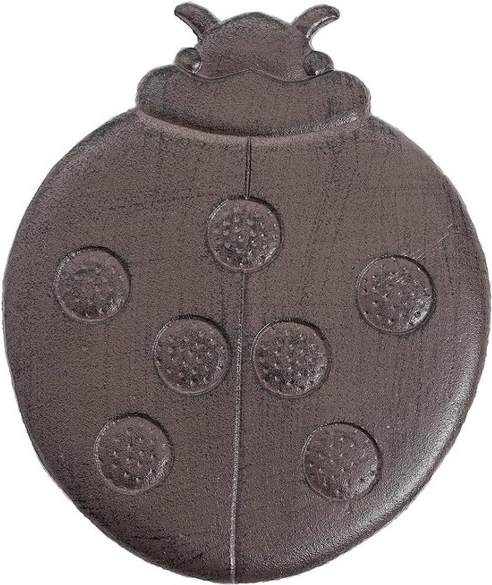 Gietijzeren Stapsteen - Decoratieve Tuinsteen - Buitenpad Verfraaien - Vormgegeven Lieveheersbeestje - 35x27x1cm - Rood Zwart