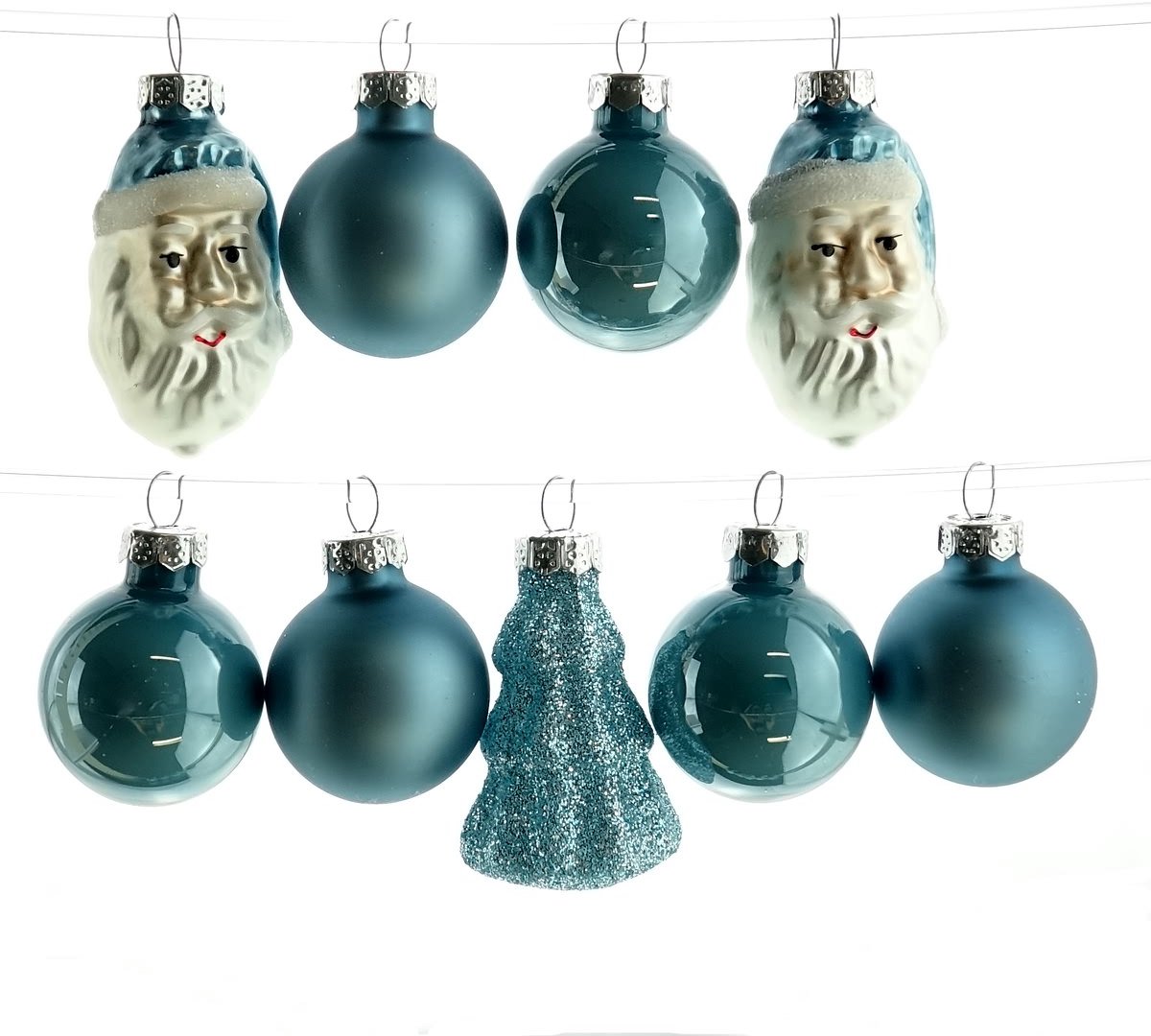 Kaemingk Kerstballen Figuren Mix Twilight Blue ijsblauw - 9 Stuks