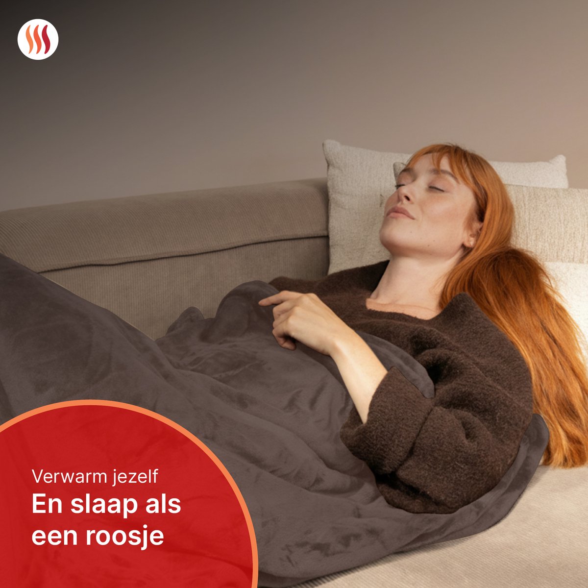 Seranova Elektrische Deken - 160x120 cm - 1 Persoons Warmtedeken - Dubbelzijdig Fleece - Knuffeldeken - Kastanjebruin – foto 6
