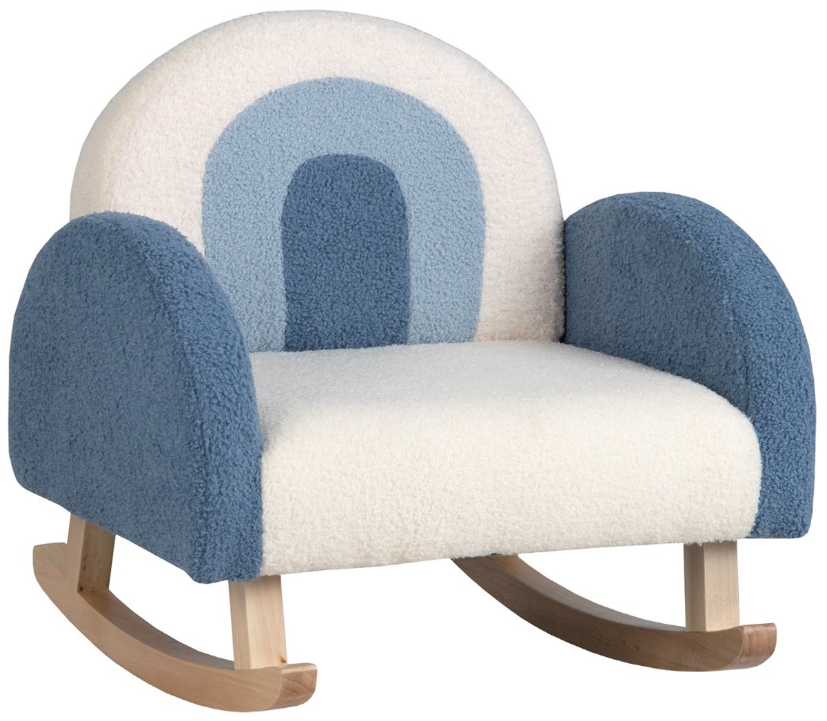 SureDeal® - Kinderbank - Kinderschommelstoel Kinderstoel Teddy - Massief Houten Poten - Kinderen Jaar - 50,5x49x50,5 cm - Blauw