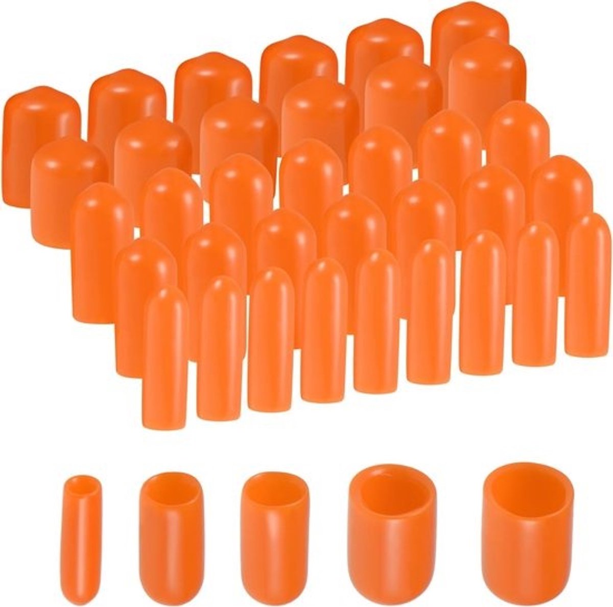 Ronde Rubberen Doppen - Vinyl Afdekking Set - Vloer Beschermen - 100 Stuks Assortiment - 3-9.5 mm - Oranje