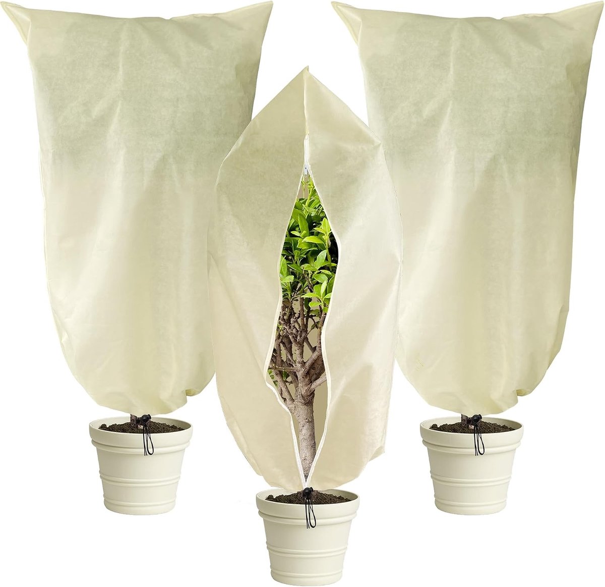 Winterbescherming voor Planten - Set van 3 - Vorstbescherming voor Potplanten - Ademend, Scheurvast en Met Rits - 120 x 180 cm