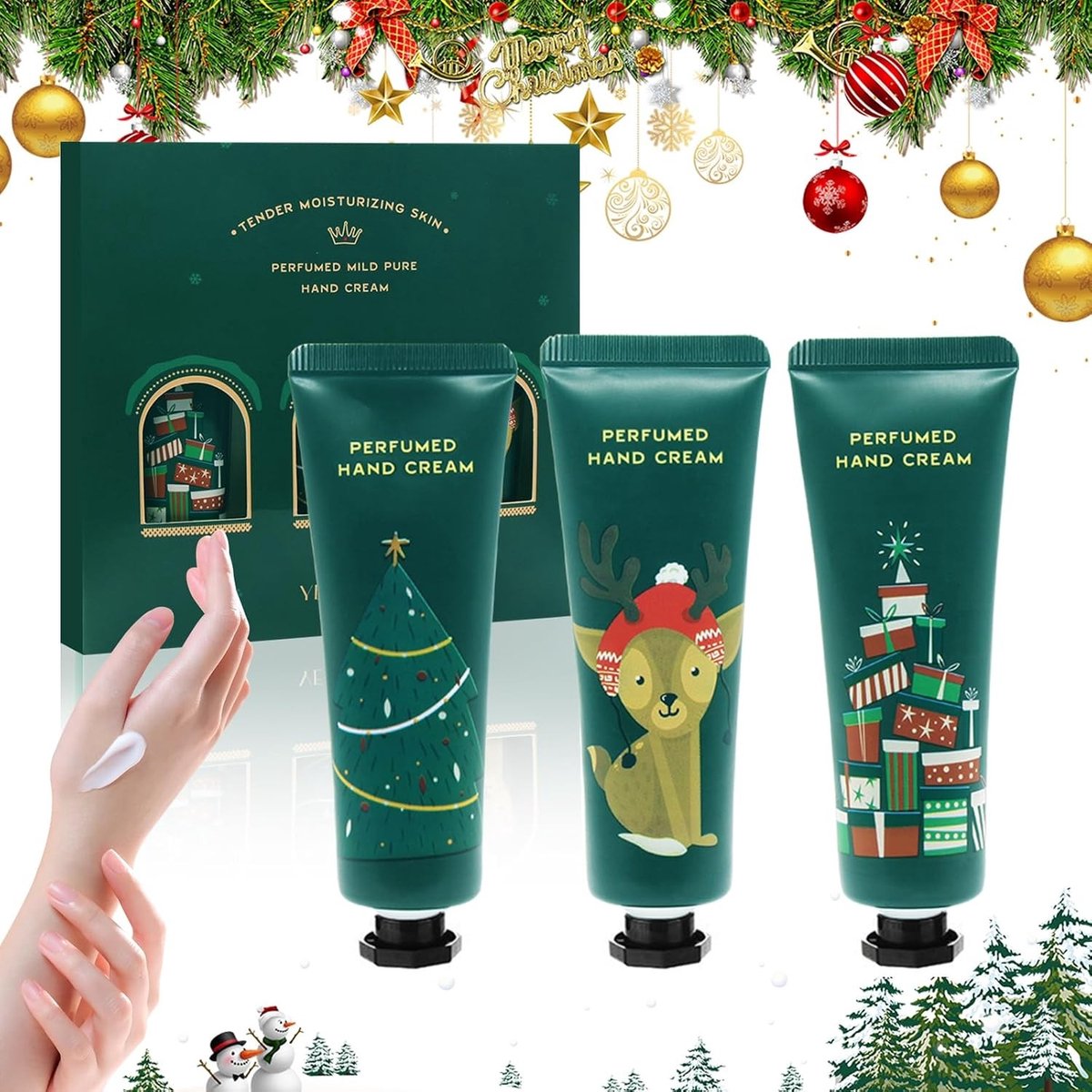 Set van 3 Mini Handcrèmes van 30ml - Hydraterende Handverzorging, Perfecte Cadeaus voor Kerst en Verzorgde Huid