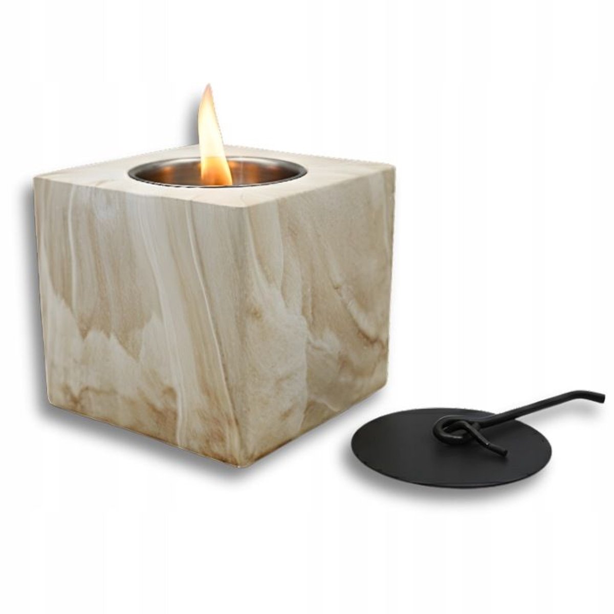 Hage - Biohaard - Bio-ethanol Tafelhaard - Rookvrije Vrijstaande Biohaard - Voor Binnen, Tuin & Terras - 10 x 12 cm - Marmerlook