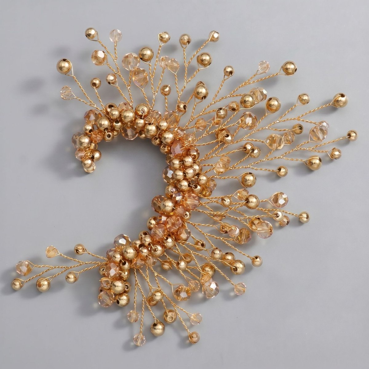 Elfen Oor Cuff, Handgemaakte Bloem Blad Oorversiering, Zonder piercing oorhaak voor bruiloft en fotoshoot，Gouden elegante avondoorbelhaakjes