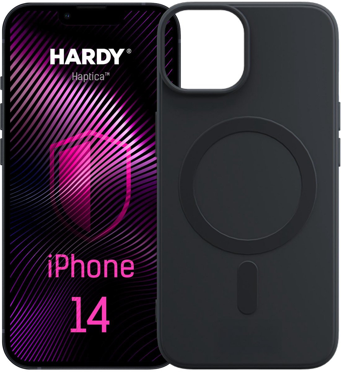 H Hardy Haptica MagCase - Geschikt voor Apple iPhone 14 - Zwart - MagSafe Compatibel - Shockproof - Mat
