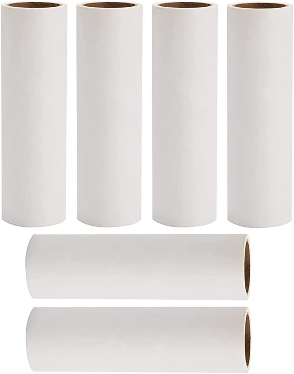 6× Zelfklevende stofverwijderingsroller - Lint Roller Vullingen - 50 vellen/rol - Pluizenroller - Stofverwijderingsroller - Voor het verwijderen van huisdierhaar - Vloerreiniging - Sterke kleefkracht - Voor het verwijderen van haar, stof en pluisjes