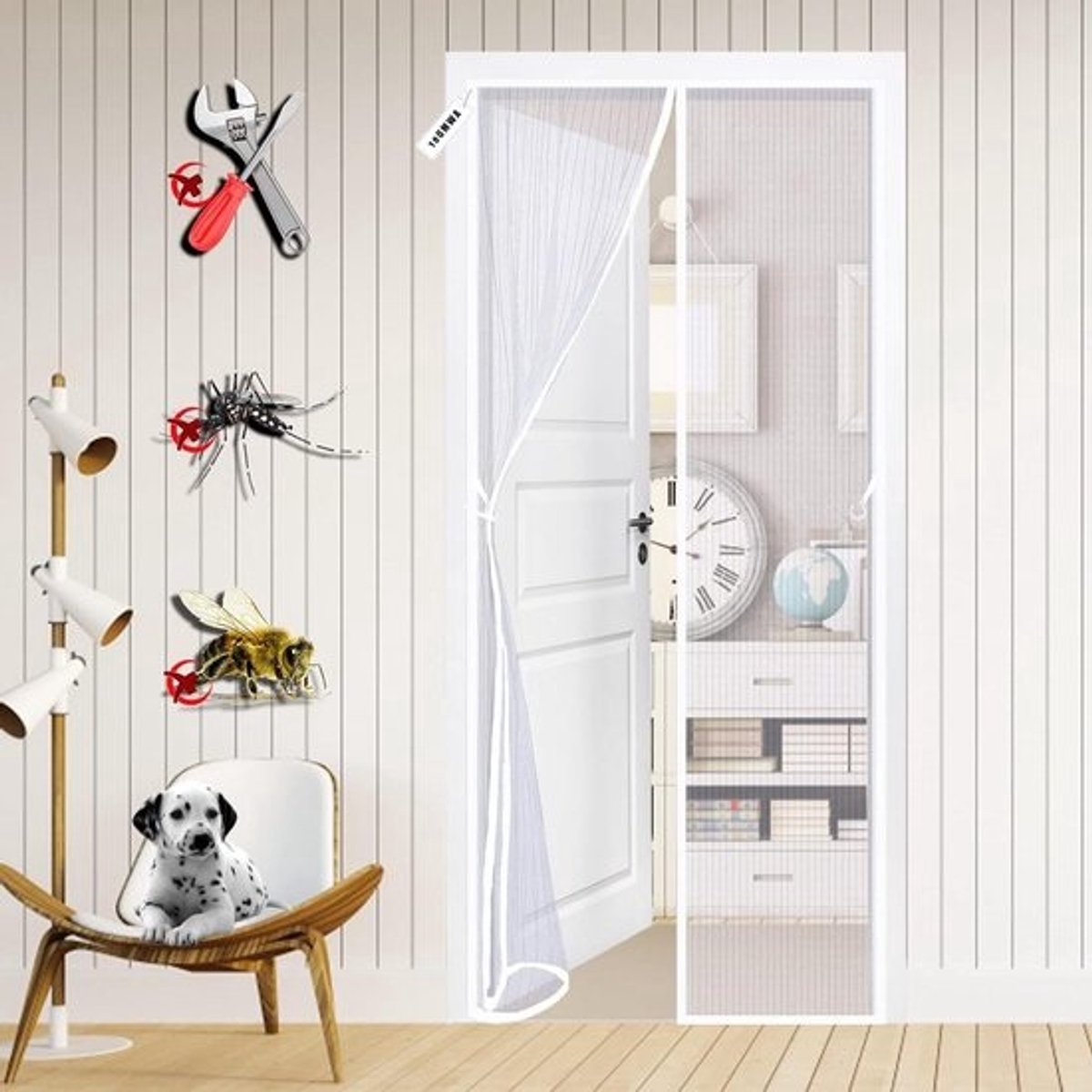 Magnetische Hordeur - Vliegendeur Gordijn - Insecten Buiten Houden - Automatisch Sluitend - 190 x 255 cm - Wit