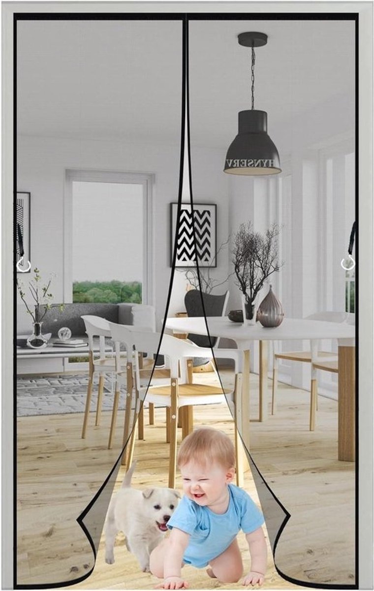 Magnetisch Vliegengaas - Deurhor Insecten - Frisse Lucht Binnen - Automatische Sluiting - 125x210cm - Zwart