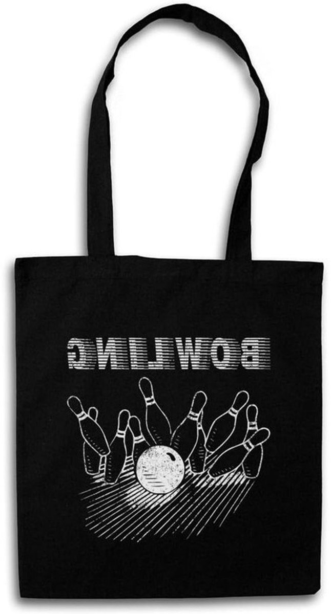 Boodschappentas - Schoudertas Shopping Bag - Boodschappen Doen - Hoge Kwaliteit Print - 38 cm x 42 cm - Zwart