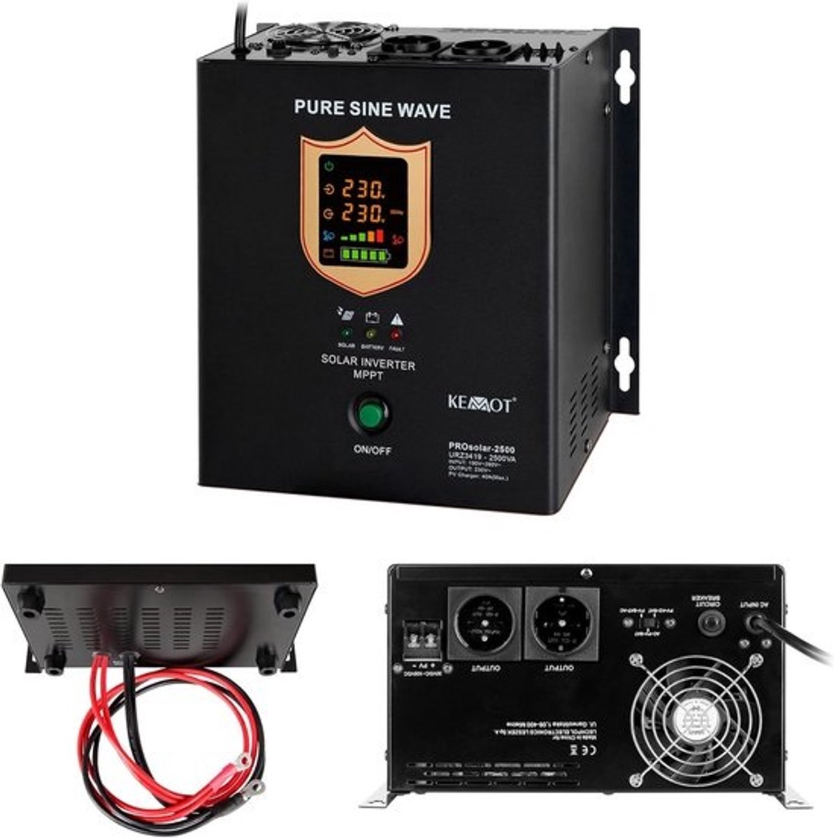 Zonne-omvormer - Energieomvormer - Energie Opslag - Dubbele Functiemodi - 1800 W - Zwart