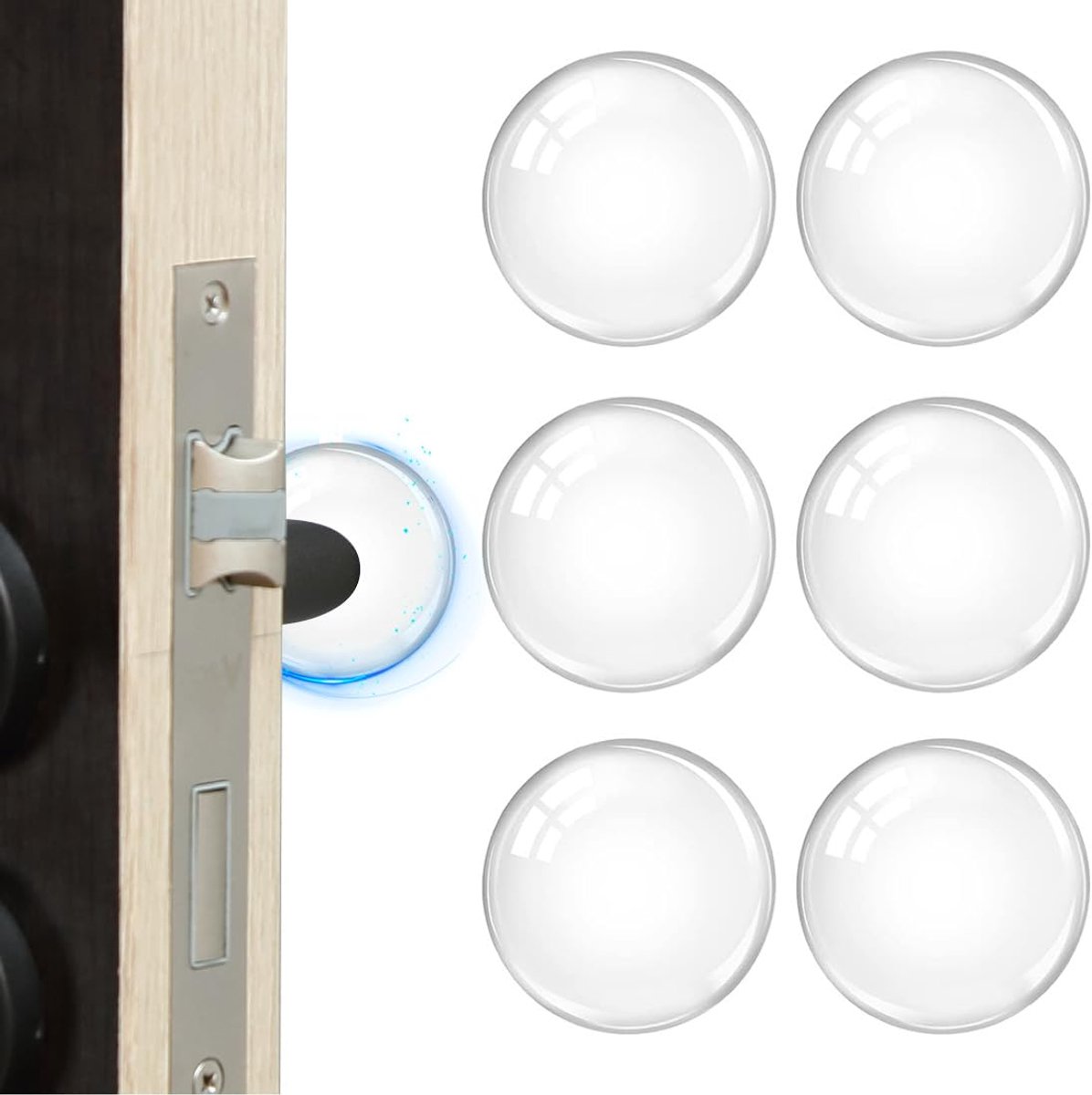 Deurstopper Wandbeschermer - Zelfklevend Transparant Rubber - Geluiddempend - Voor Deurklink, Deur en Muur - 4 cm - Set van 6 stuks