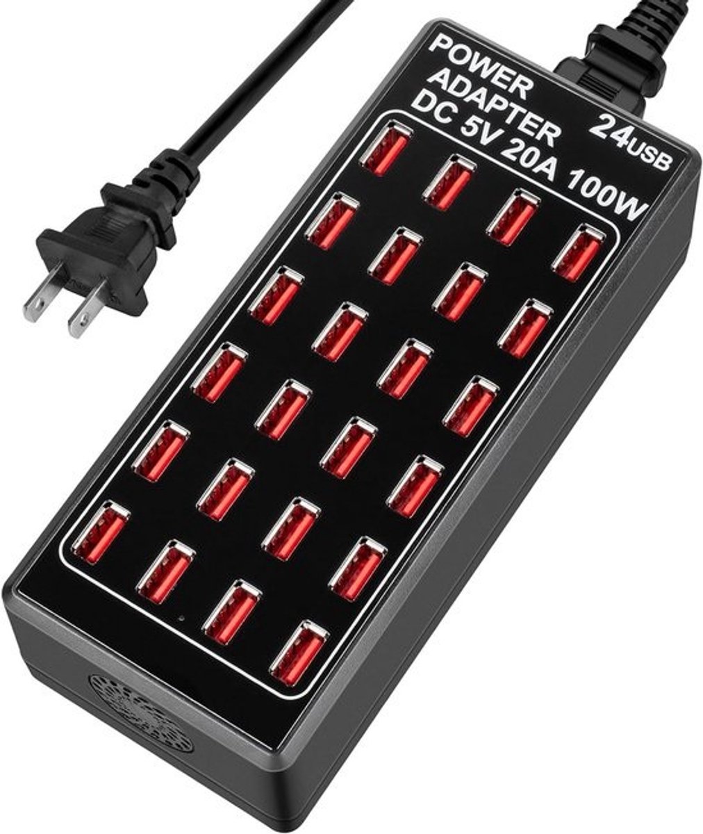 Groot USB Oplaadstation met 24 Poorten en 100W Vermogen
