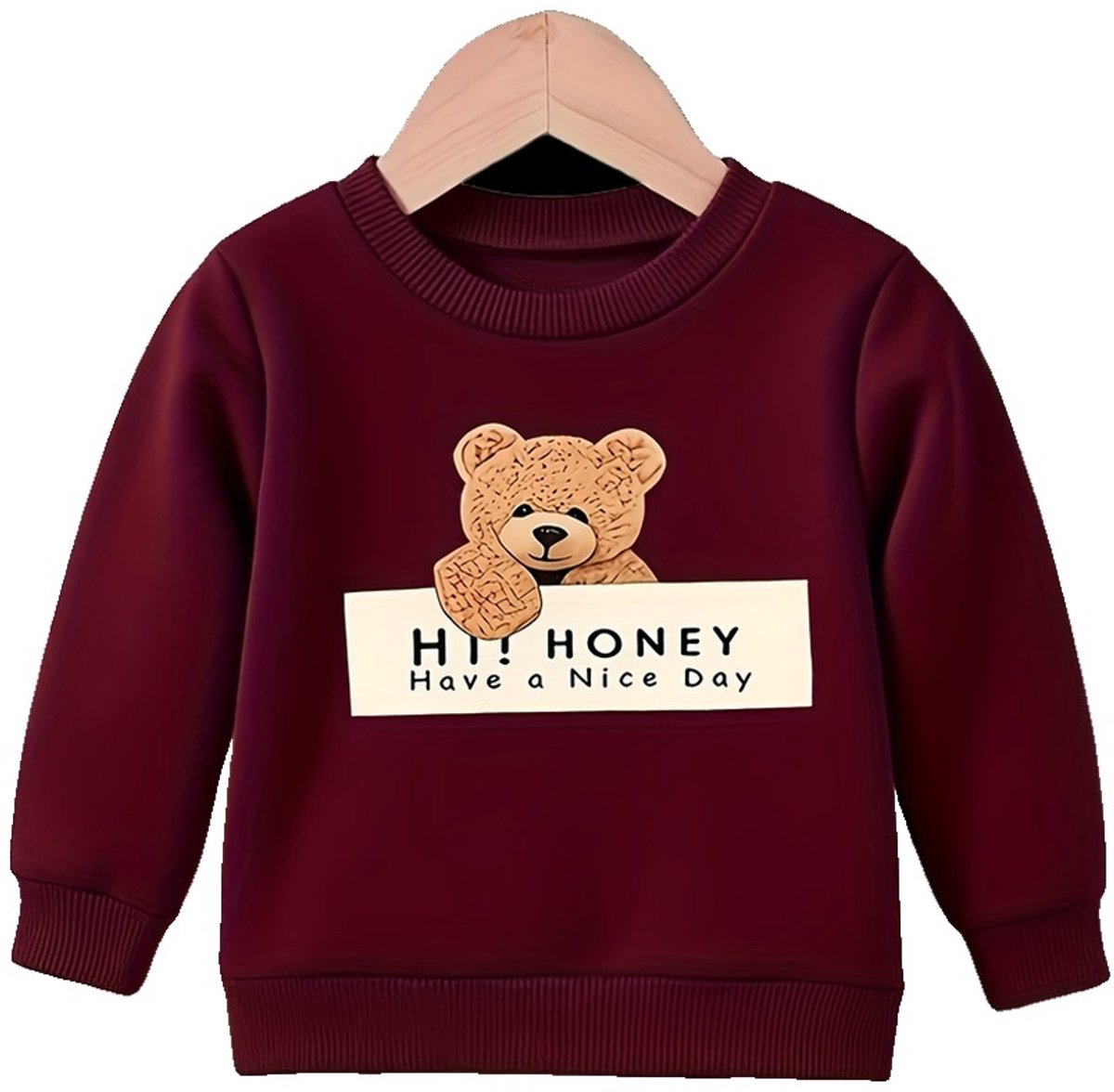 Currero Sweater Jongens Sweaters Sweatshirt Hoodie Warme Trui Pullover Jumper Crewneck Vest Donkerrood 3-4 Jaar
