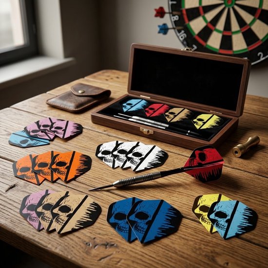 Multicolor dart flights set unisex schedel design 21 stuks dart flights flight wings standaard vorm kunststof PET van NUVEX — afbeelding 2