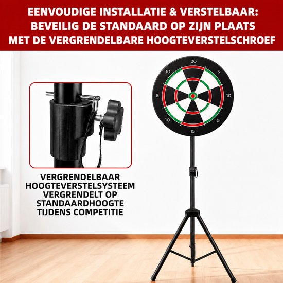 Dartbordstandaard - Dartstandaard - Opvouwbaar, verstelbaar 104-205 cm - Driepoot 5,4 kg - Binnen en buiten — afbeelding 2