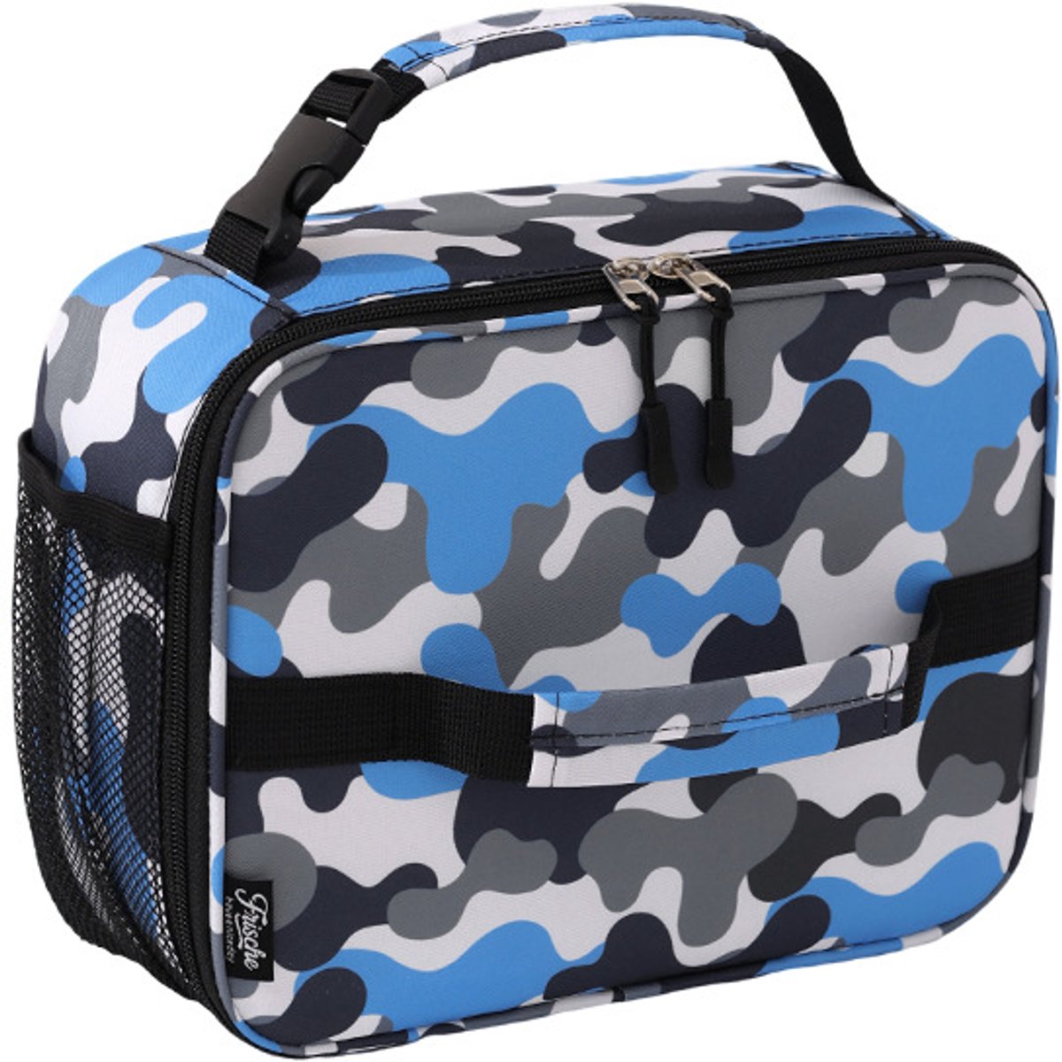 YAGXIG Geïsoleerde lunchtas voor kinderen - Snackbox voor kinderen - Blauw camouflage - Geïsoleerde tas met handvat - Geschikt voor kleuterschool, school en picknicks