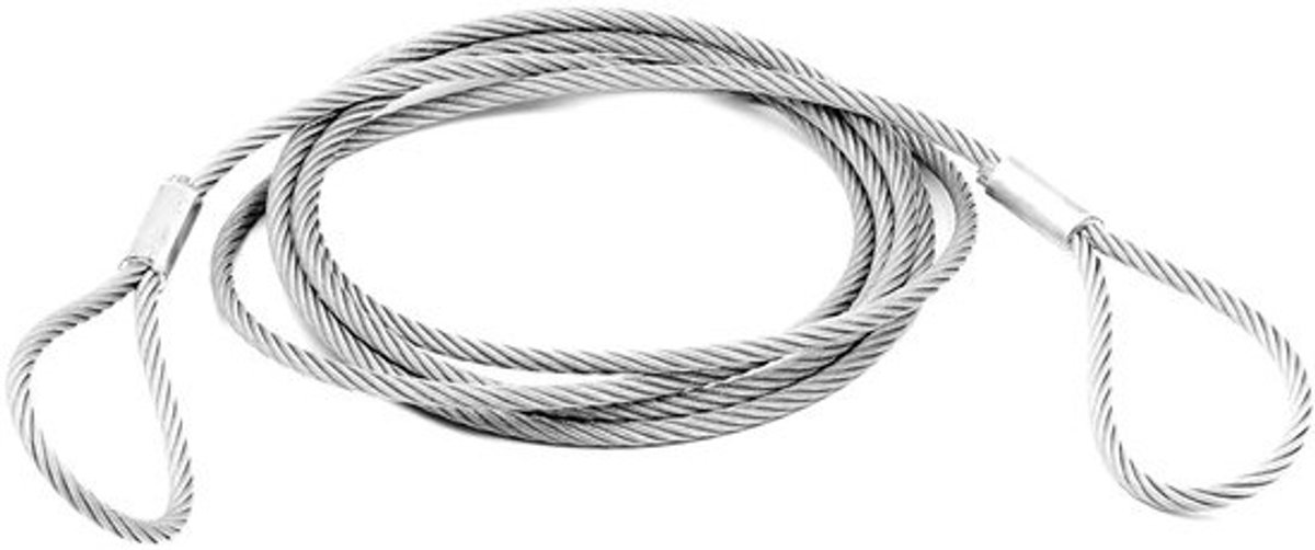 Stalen kabel - Kabel met lussen - Zware lasten verplaatsen - Industrieel staal - 6 mm x 5 m - Zilverkleurig
